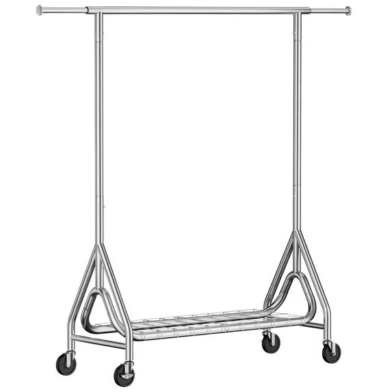 TreGazze Heavy Duty Clothes Rack on Wheels with Shelves, Rolling Clothing Rack for Hanging Clothes,